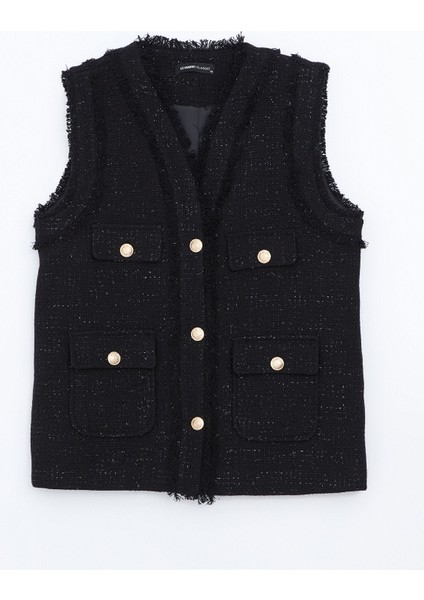 Yeni Sezon V Yaka Parlak Görünümlü Kadın Yelek indirimleri