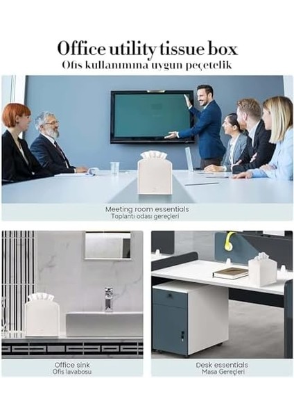 Spring Modern Pu Deri Peçete Kutusu Kapağı, Basit Düz Renk Tutucu Kare Peçete Çantası,, Ofis, Araba, Açık Çadır, Yemek Masası Için Ideal, 13 x 13 x 13 Cm, Beyaz modelleri