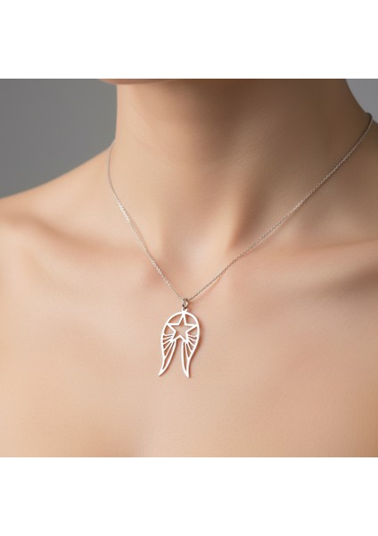 925 Ayar gümüş kolye melek kanadı SM6392 fırsatları