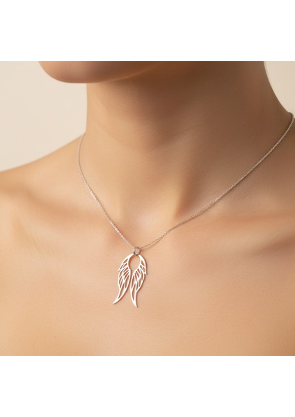925 Ayar gümüş kolye melek kanadı SM6382 fırsatları