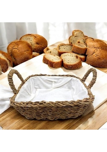 El Yapımı Hasır Kulplu Çok Amaçlı Dekoratif Kare Sepet, Hasır Kulplu Ekmek Sepeti (25X25X8 Cm) modelleri