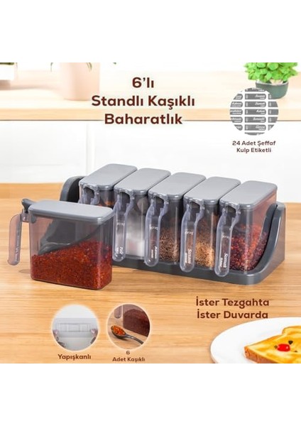 1182 6 Lı Kendinden Yapışkanlı Kapaklı Kaşıklı Takımı - - modelleri