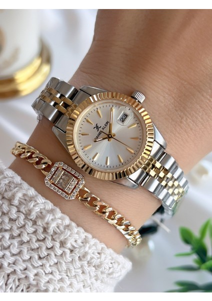 Rakamlı Kadran 3 Atm Suya Dayanıklı 2 Yıl Garantili Kadın Kol Saati+Bileklik KN047.XX3