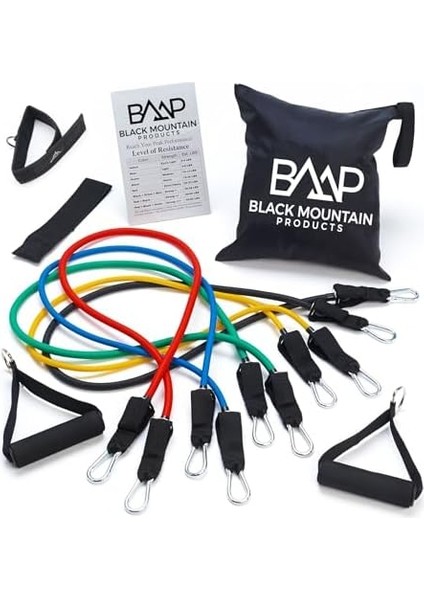 Black Mountain Products Kapı Çapa, Ayak Bileği Kayışı, Egzersiz Tablosu ve Taşıma Çantası ile Direnç Bandı Seti modelleri