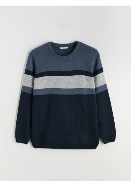 Yeni Sezon Bisiklet Yaka Renk Bloklu Erkek Triko Kazak indirimleri