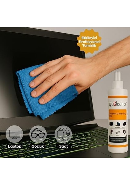 Opticleaner Since 2003 LCD Ekran Temizleme Seti – 250 ml Sprey + Özel Mikrofiber Bez | Bilgisayar, Laptop, Tablet, Tv, Telefon, Yazıcı, Kamera & Gözlük Için Antistatik, Çizmez ve Parlatıcı fiyatları