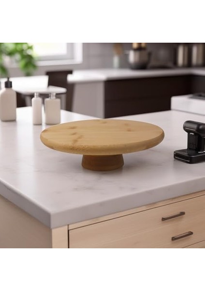 Ayaklı Yüksek Bambu Sunum Tabağı | Yükseltici Ayaklı Bambu Sunum Tepsisi –, Şık ve Dayanıklı (20CM*20CM*6CM) modelleri