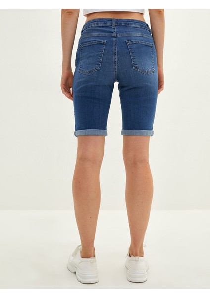 Yeni Sezon Yüksek Bel Cep Detaylı Kadın Rodeo Jean Şort indirimleri