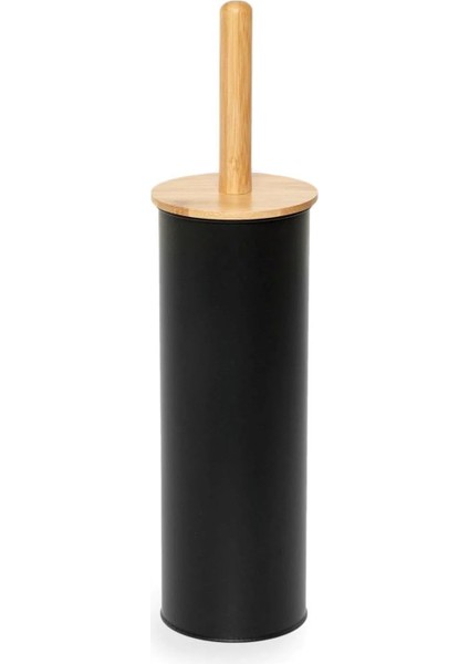 Ayaklı Tuvalet Fırçası – Paslanmaz Çelik Gövde, Bambu Sap ve Kapak, Hijyenik ve Şık Wc Klozet Fırçası, Zemin Dayanıklı Tuvalet Fırçası (Siyah)