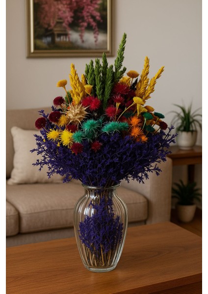 Renkli Kurutulmuş Çiçek Buketi Seti Tekli Dekoratif El Yapımı Kalıcı Buket Ev & Ofis Süsleme modelleri