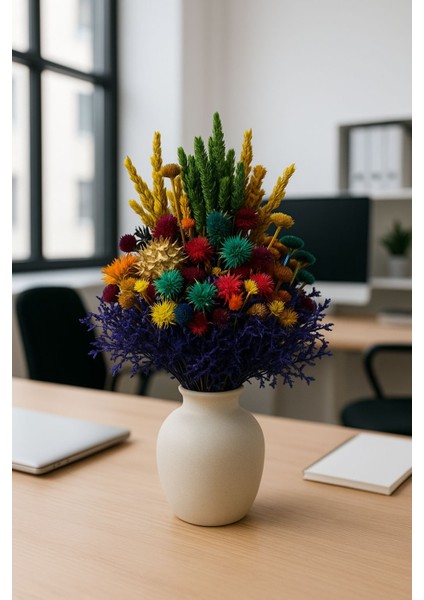 Renkli Kurutulmuş Çiçek Buketi Seti Tekli Dekoratif El Yapımı Kalıcı Buket Ev & Ofis Süsleme fırsatları