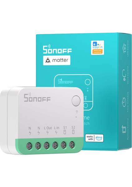 MINIR4M Akıllı Anahtar, 2 Yönlü Akıllı Anahtar, Wifi Duvar Anahtarı, Madde Protokolü Desteği, Ses Kontrolü, / /ev Asistanı ile Uyumlu, 2400 W/10 A