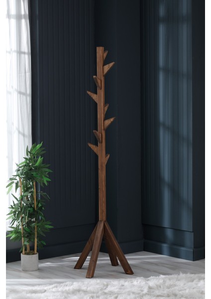 Ahşap Ayaklı Askılık Portmanto Modern Elbise Askısı 175 cm Ceviz - Meşe - Beyaz - Gri