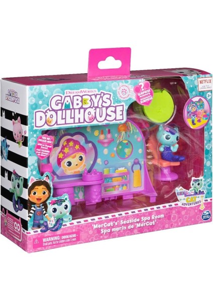 Dollhouse Room Oyun Seti, Deniz Kedicikleri, Mobilya Parçaları ve Aksesuarlar ile Spa Odası, 3 Yaş ve Üzeri