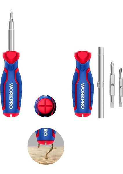 WP221046 6-In-1 Profesyonel Çok Fonksiyonlu Değişken Uçlu Tornavida Seti