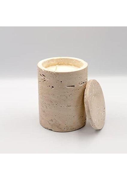 No: 3 Mermer Mum Oryantal ve Odunsu Kokulu Tasarım Dekoratif Traverten Mermer Soya Mumu - 220GR (Bej) modelleri