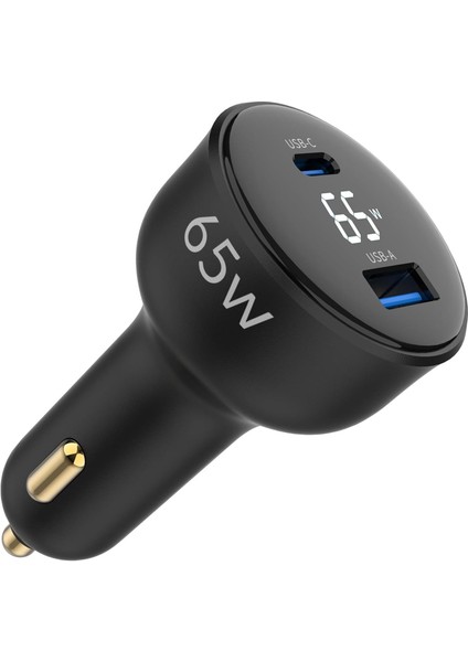 65W LED Ekranlı Type-C + Usb-A Araç Şarj Aleti & & Araç Içi Şarj Cihazı