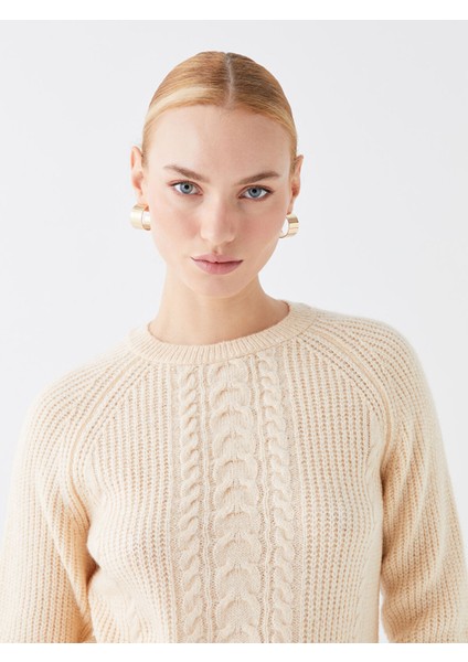 Yeni Sezon Bisiklet Yaka Kendinden Desenli Uzun Kollu Kadın Triko Kazak modelleri