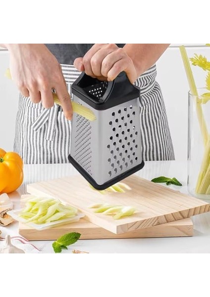 Silikon Saplı 4 Yüzeyli Kaymaz Tabanlı Paslanmaz Çelik Rende – Ergonomik Tasarım, Pratik Kullanım ve Çok Amaçlı Rendeleme Özelliği ile Mutfakta Vazgeçilmez Yardımcınız modelleri