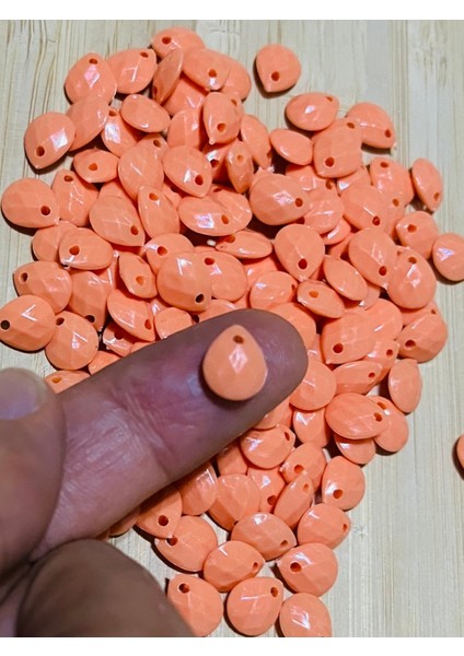 Yavruağzı Rengi Oya, Abiye, Takı, Örgü Plastik Gözyaşı Damla Boncuk. 25GR. Tahmini 195 Adet. fiyatları