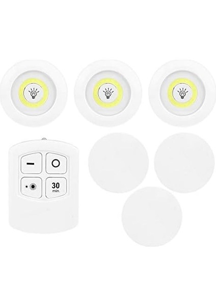 3'lü Dolap Işık Kısılabilir Cob Gece Lambası, Uzaktan Kumandalı Dolap Işıkları ile Dolap Içi Mutfak Için Pille Çalışan modelleri