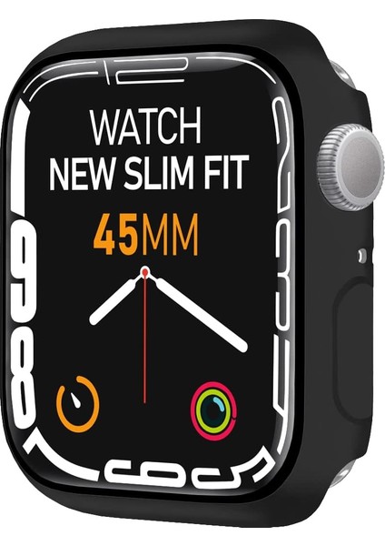 Labs 8/7 Uyumlu New Slim Fit Kılıf 45MM, Ekran Koruyuculu Akıllı Saat Kılıfı (Siyah)