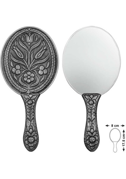 925 Ayar Gümüş Lale Motifli El Aynası T8630 (770770)
