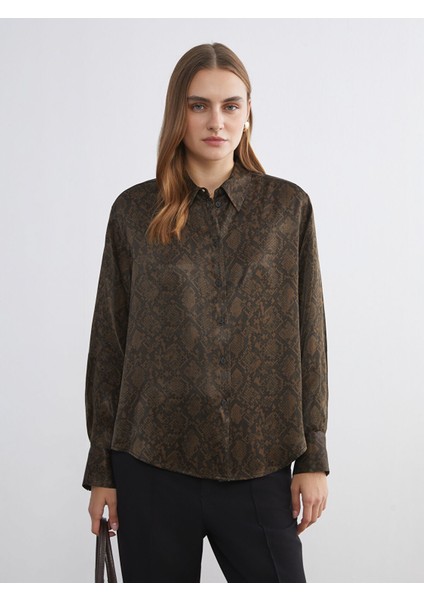 Yeni Sezon Desenli Oversize Kadın Gömlek