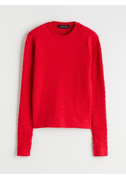 Yeni Sezon Bisiklet Yaka Kendinden Desenli Kadın Triko Kazak indirimleri