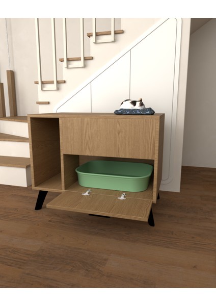 Kedi Tuvalet Dolabı | Gizli Girişli %100 Mdf