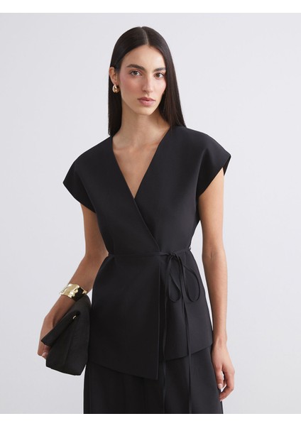 Yeni Sezon Kruvaze Yaka Kadın Klasik Yelek