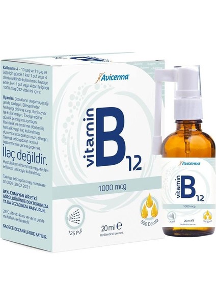Avicenna B12 Vitamin Methyl Sprey Damla 20 ml