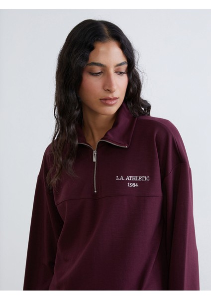 Yeni Sezon L.a. Athletic Nakışlı Kadın Kalın Sweatshirt Tunik