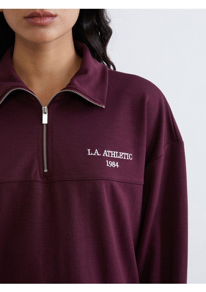 Yeni Sezon L.a. Athletic Nakışlı Kadın Kalın Sweatshirt Tunik modelleri