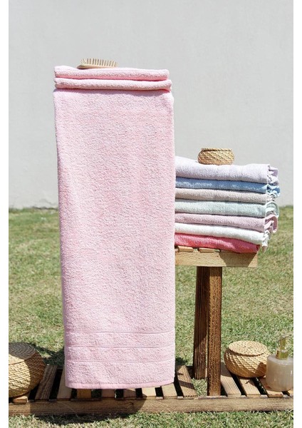 %100 Pamuk Renkli 70X140 Havlusu Toz Pembe