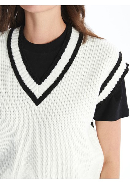 Yeni Sezon Kadın V Yaka Düz Triko Süveter fırsatları