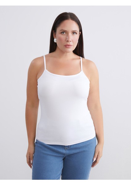 Yeni Sezon Büyük Beden Kare Yaka Askılı Kadın Atlet 2'li modelleri