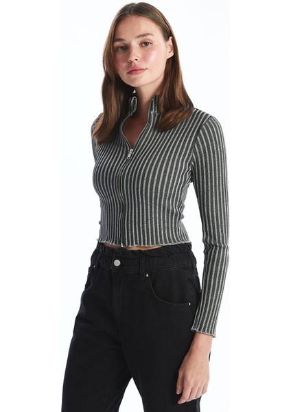 Yeni Sezon Dik Yaka Dokulu Kadın Hırka