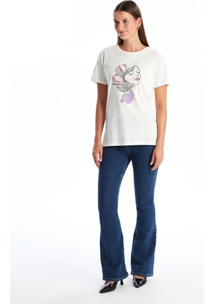 Yeni Sezon Bisiklet Yaka Baskılı Kadın Tişört fiyatları