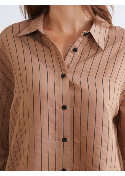 Yeni Sezon Çizgili Poplin Kadın Gömlek modelleri