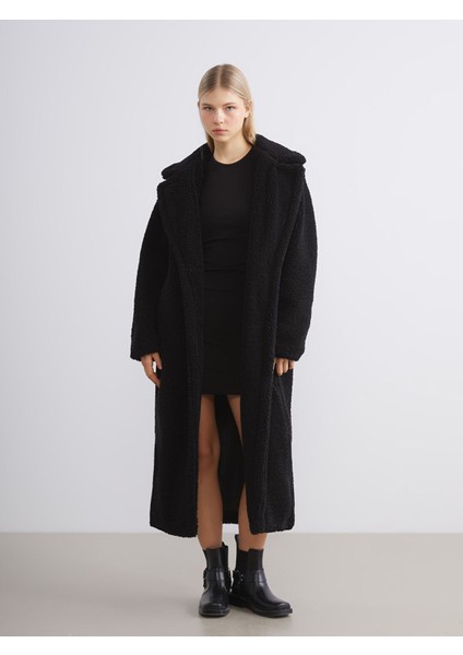 Yeni Sezon Ceket Yaka Kadın Pelüş Kaban