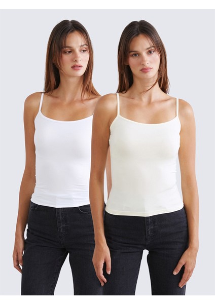 Yeni Sezon Kare Yaka Askılı Kadın Atlet 2'li