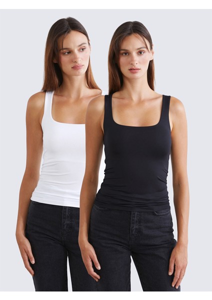 Yeni Sezon Kare Yaka Kadın Atlet 2'li