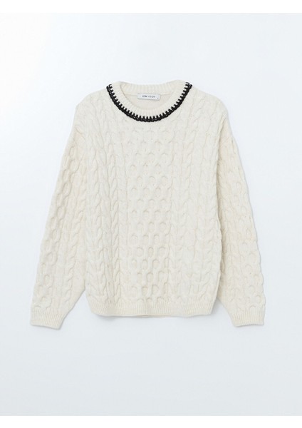 Yeni Sezon Bisiklet Yaka Kendinden Desenli Kadın Triko Kazak indirimleri