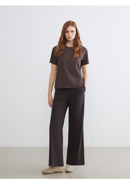 Yeni Sezon Beli Lastikli Geniş Paça Kadın Pantolon