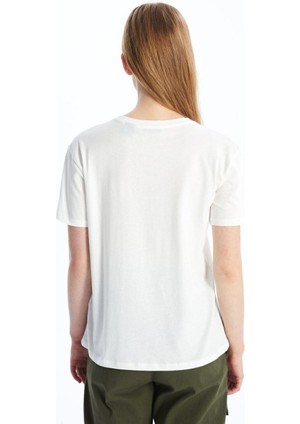 Yeni Sezon Bisiklet Yaka Baskılı Kısa Kollu Kadın Tişört fırsatları