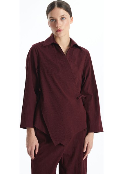 Yeni Sezon Kruvaze Yaka Gofre Oversize Kadın Kimono