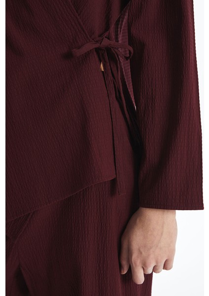 Yeni Sezon Kruvaze Yaka Gofre Oversize Kadın Kimono modelleri