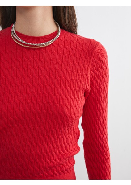 Yeni Sezon Bisiklet Yaka Kendinden Desenli Kadın Triko Kazak modelleri