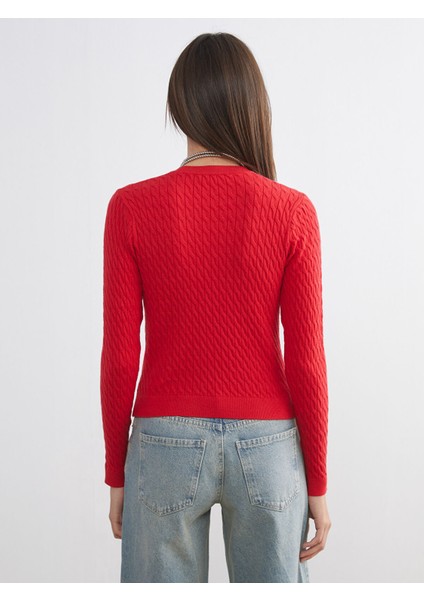 Yeni Sezon Bisiklet Yaka Kendinden Desenli Kadın Triko Kazak fırsatları